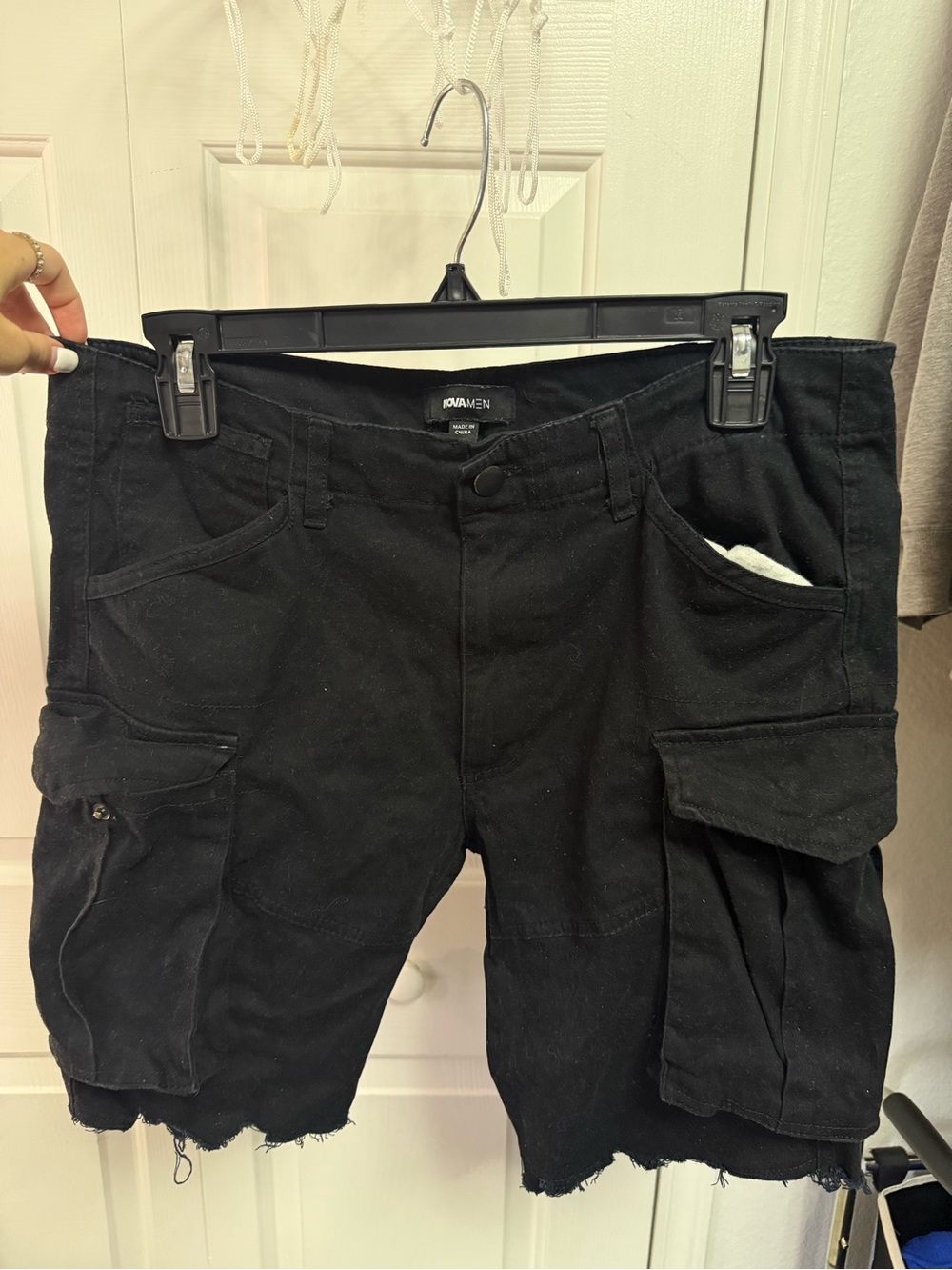 Men's Black Cargo Shorts with Utility Pockets -